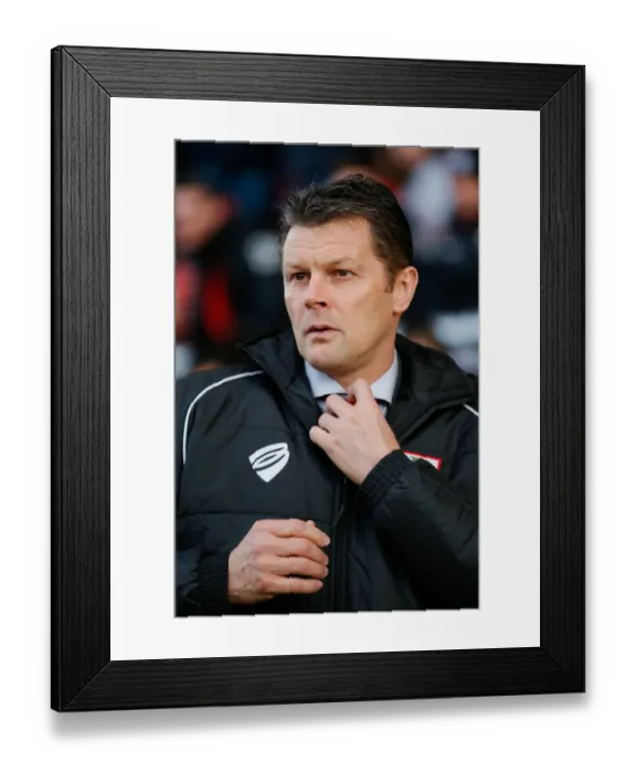 Framed Print : Steve Cotterill Watches as Crewe Alexandra Takes on Bristol City, 2014