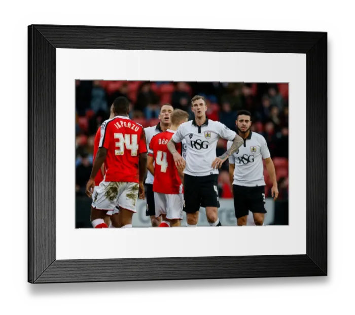 Framed Print : Aden Flint's Disappointment: Missed Goal Against Crewe Alexandra (2014) Framed Print : Aden Flint's Disappointment: Missed Goal Against Crewe Alexandra (2014)