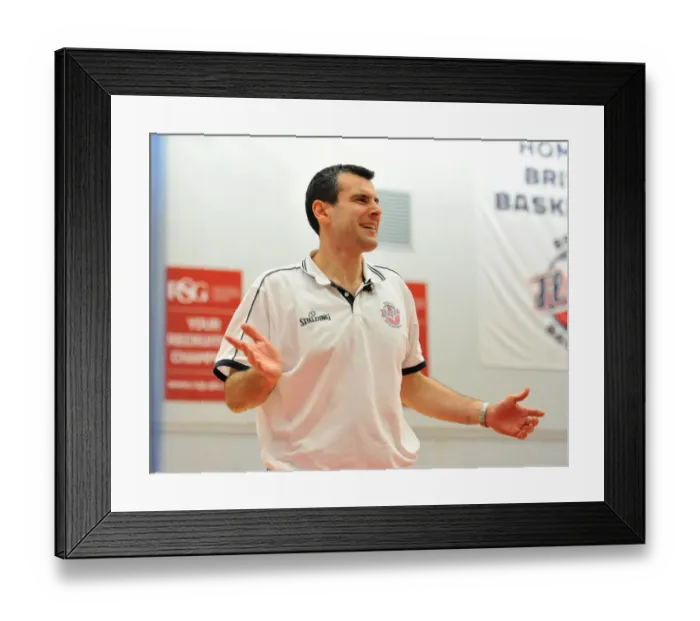 Framed Print : BBL Cup Semi-Final Showdown: Kapoulas and Glasgow Rocks vs. Bristol Flyers