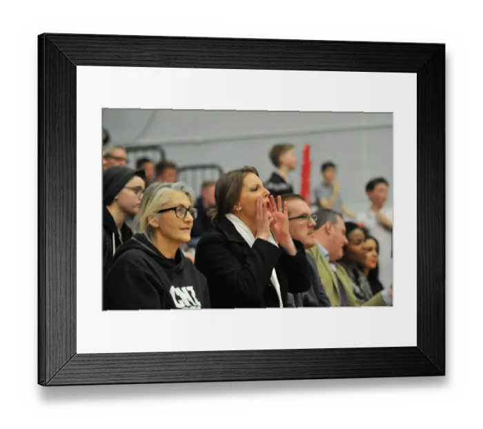 Framed Print : Bristol Flyers vs. Glasgow Rocks BBL Cup Semi-Final Showdown: A Fan's Passionate Experience at SGS Wise Campus