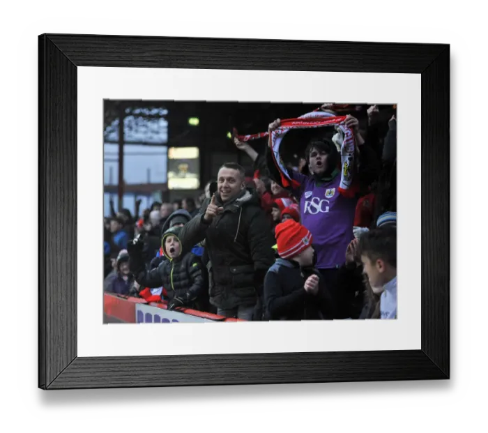 Framed Print : Bristol City Fans Celebrate Matt Smith's Goal against Yeovil Town, Ashton Gate, December 2014 Framed Print : Bristol City Fans Celebrate Matt Smith's Goal against Yeovil Town, Ashton Gate, December 2014