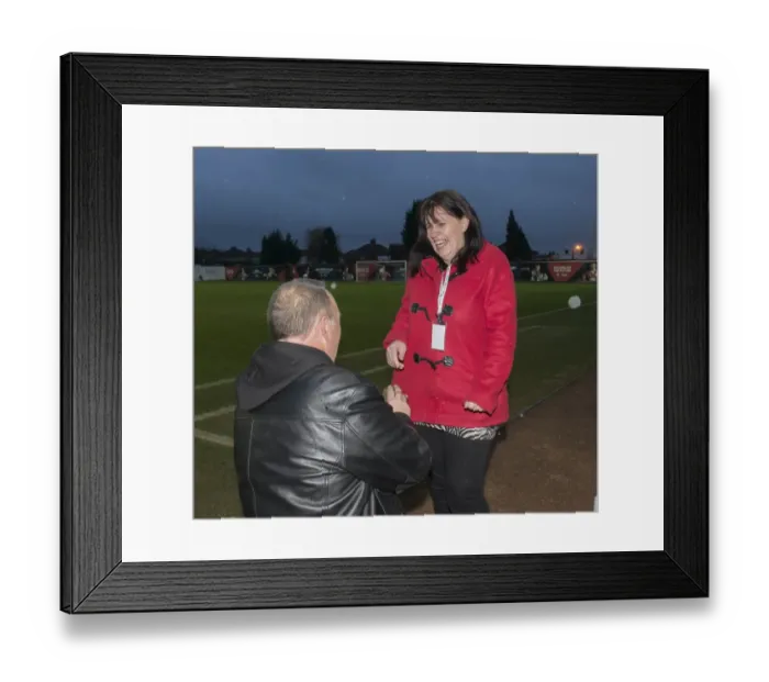 Framed Print : A Memorable Football Moment: Marriage Proposal at Ashton Gate