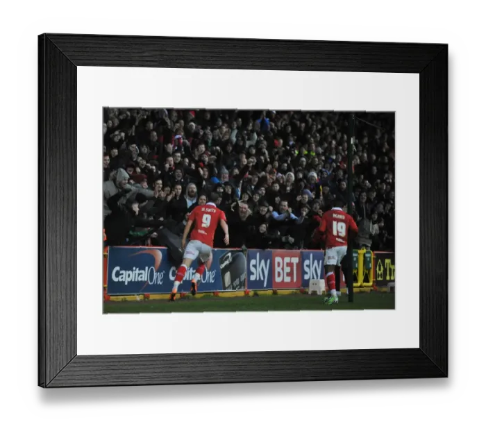 Framed Print : Bristol City's Matt Smith Scores Thrilling Goal Against Yeovil Town in Sky Bet League One Framed Print : Bristol City's Matt Smith Scores Thrilling Goal Against Yeovil Town in Sky Bet League One