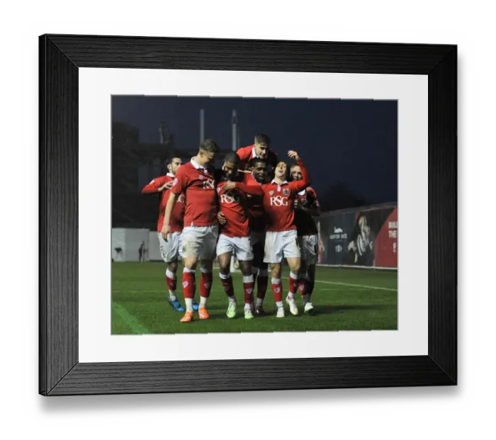 Framed Print : Bristol City: Jay Emmanuel-Thomas's Goal Against Yeovil Town - Celebration with Team Mates (December 2014) Framed Print : Bristol City: Jay Emmanuel-Thomas's Goal Against Yeovil Town - Celebration with Team Mates (December 2014)