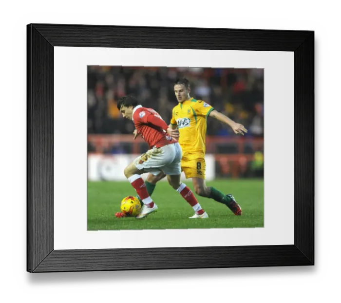 Framed Print : Bristol City vs Yeovil Town: Luke Freeman Tackled by James Berrett