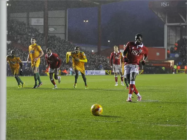 Bristol City's Jay Emmanuel-Thomas Scores Penalty Against Yeovil Town, Sky Bet League One, Ashton Gate