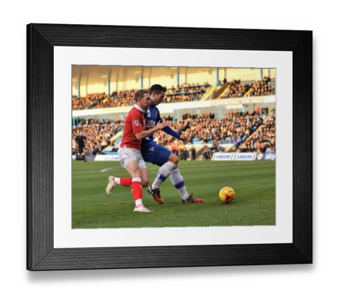 Framed Print : Bristol City's Scott Wagstaff Clashes with Harry Lennon in Intense Football Rivalry at Priestfield Stadium (December 2014)
