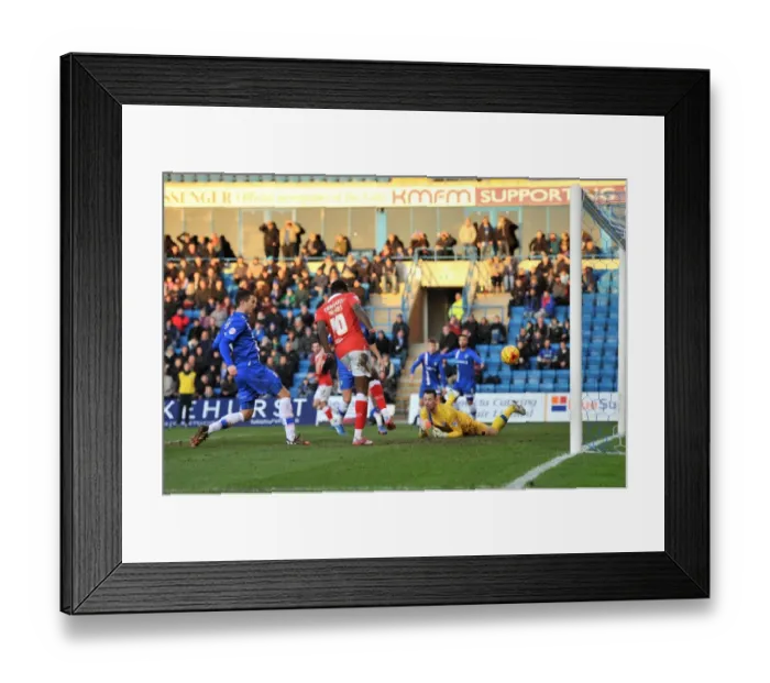 Framed Print : Disallowed Goal: Jay Emmanuel-Thomas Denied for Bristol City against Gillingham (December 28, 2014) Framed Print : Disallowed Goal: Jay Emmanuel-Thomas Denied for Bristol City against Gillingham (December 28, 2014)