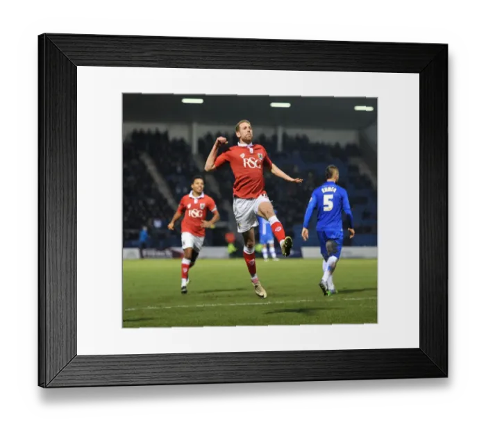 Framed Print : Bristol City's Scott Wagstaff Euphorically Celebrates Goal Against Gillingham in Sky Bet League One, December 2014
