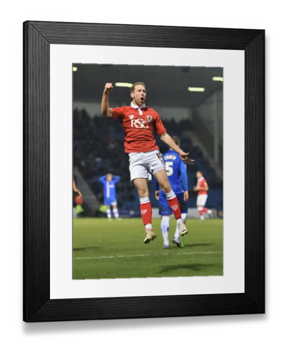 Framed Print : Scott Wagstaff's Thrilling Goal Celebration vs. Gillingham, Sky Bet League One, 2014