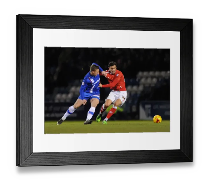 Framed Print : Maron Pack vs Luke Norris: Intense Battle for Possession in Bristol City vs Gillingham Football Match, December 2014 Framed Print : Maron Pack vs Luke Norris: Intense Battle for Possession in Bristol City vs Gillingham Football Match, December 2014