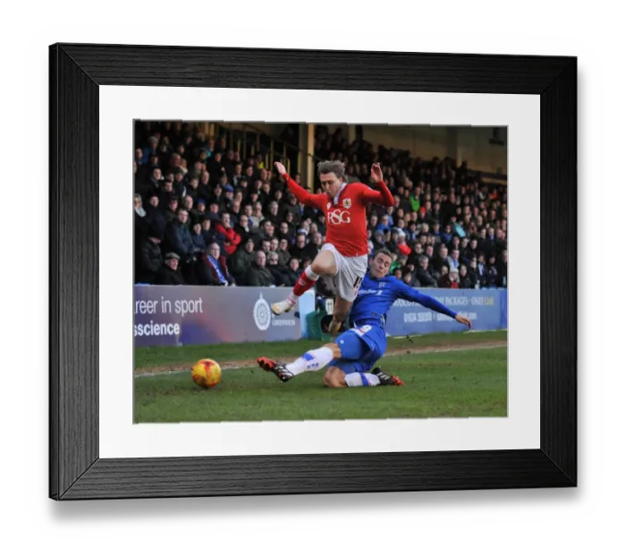 Framed Print : Bristol City vs Gillingham: Luke Freeman Tackled by Harry Lennon during Sky Bet League One Clash at Priestfield Stadium, December 2014