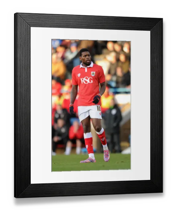 Framed Print : Bristol City's Jay Emmanuel-Thomas at Priestfield Stadium during Bristol City vs Gillingham, Sky Bet League One Match, December 2014