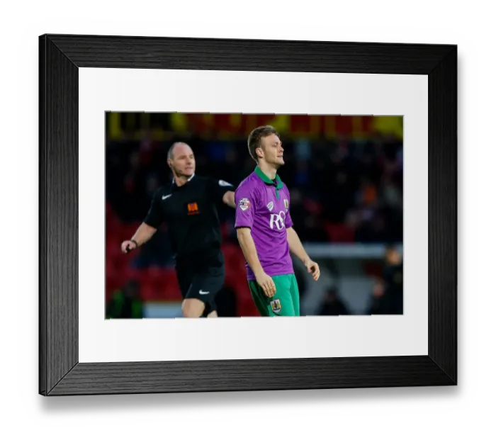 Framed Print : Todd Kane's Disappointment: FA Cup Shot Saved by Doncaster Rovers Goalkeeper Framed Print : Todd Kane's Disappointment: FA Cup Shot Saved by Doncaster Rovers Goalkeeper