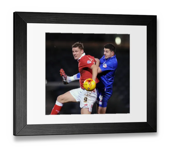 Framed Print : Matt Smith vs John Egan: Clash in the Sky – Gillingham vs Bristol City, Johnstone's Paint Trophy Area Final