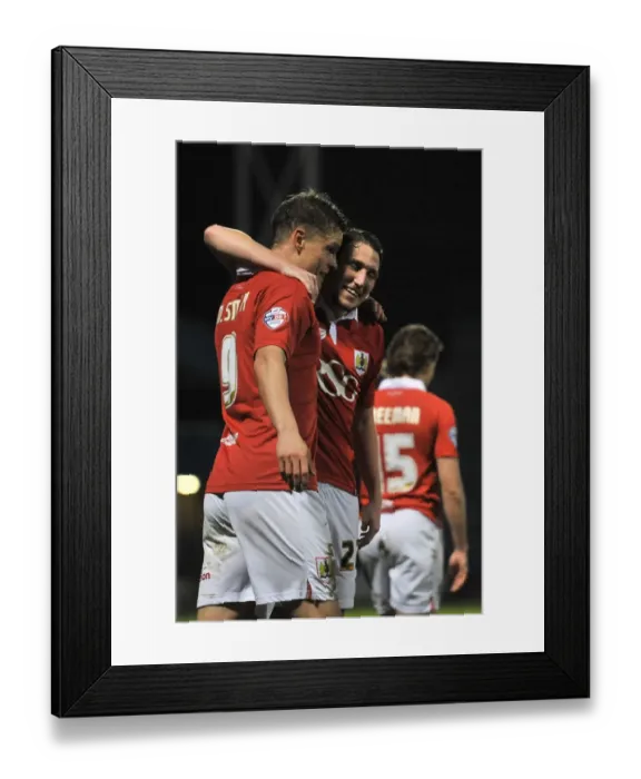Framed Print : Bristol City: Matt Smith and Luke Ayling Celebrate Goal in Johnstone's Paint Trophy Area Final Against Gillingham Framed Print : Bristol City: Matt Smith and Luke Ayling Celebrate Goal in Johnstone's Paint Trophy Area Final Against Gillingham