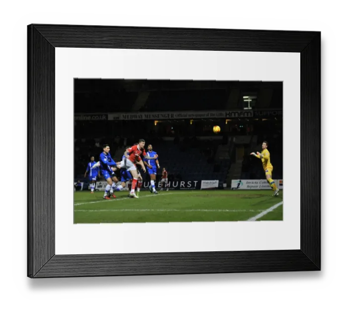 Framed Print : Aden Flint Charges Towards Goal: Gillingham vs. Bristol City, Johnstone's Paint Trophy Area Final