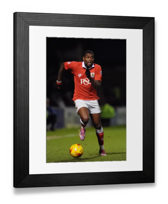 Framed Print : Bristol City's Jay Emmanuel-Thomas in Action during Johnstone's Paint Trophy Match at Gillingham's Priestfield Stadium (06.01.2015)