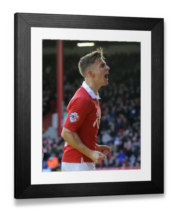 Framed Print : Bristol City's Joe Bryan Celebrates Thrilling Goal Against Notts County in Sky Bet League One at Ashton Gate Framed Print : Bristol City's Joe Bryan Celebrates Thrilling Goal Against Notts County in Sky Bet League One at Ashton Gate