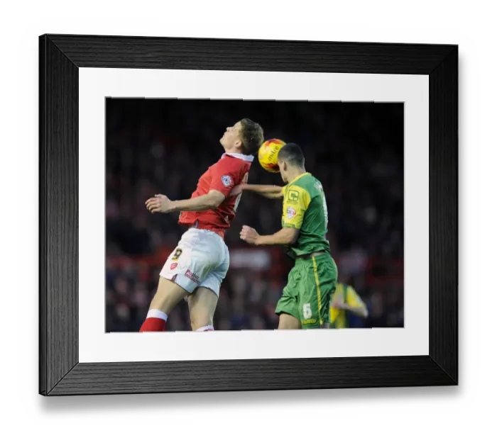 Framed Print : Intense Aerial Clash: Matt Smith vs. Haydn Hollis, Bristol City vs. Notts County