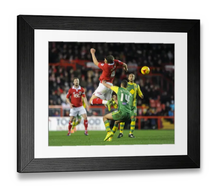 Framed Print : Intense Aerial Clash: Matt Smith vs Taylor McKenzie, Bristol City vs Notts County Framed Print : Intense Aerial Clash: Matt Smith vs Taylor McKenzie, Bristol City vs Notts County