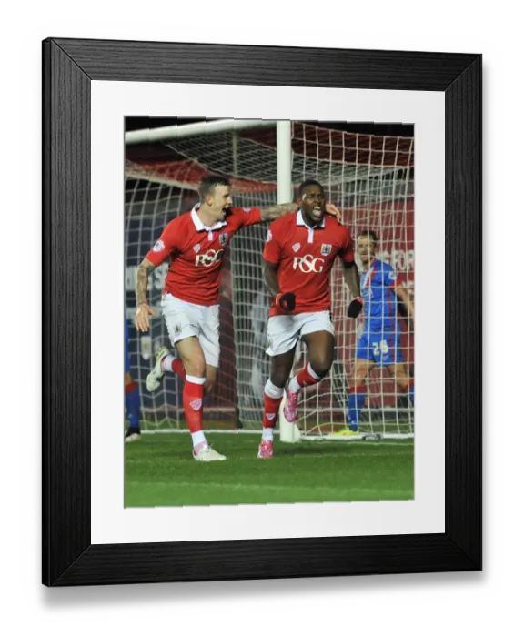 Framed Print : Jay Emmanuel-Thomas's Thrilling FA Cup Goal Celebration for Bristol City Framed Print : Jay Emmanuel-Thomas's Thrilling FA Cup Goal Celebration for Bristol City