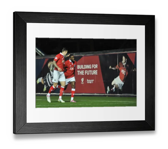 Framed Print : Bristol City's Jay Emmanuel-Thomas and Aden Flint Celebrate Goal in FA Cup Third Round Replay against Doncaster Rovers Framed Print : Bristol City's Jay Emmanuel-Thomas and Aden Flint Celebrate Goal in FA Cup Third Round Replay against Doncaster Rovers