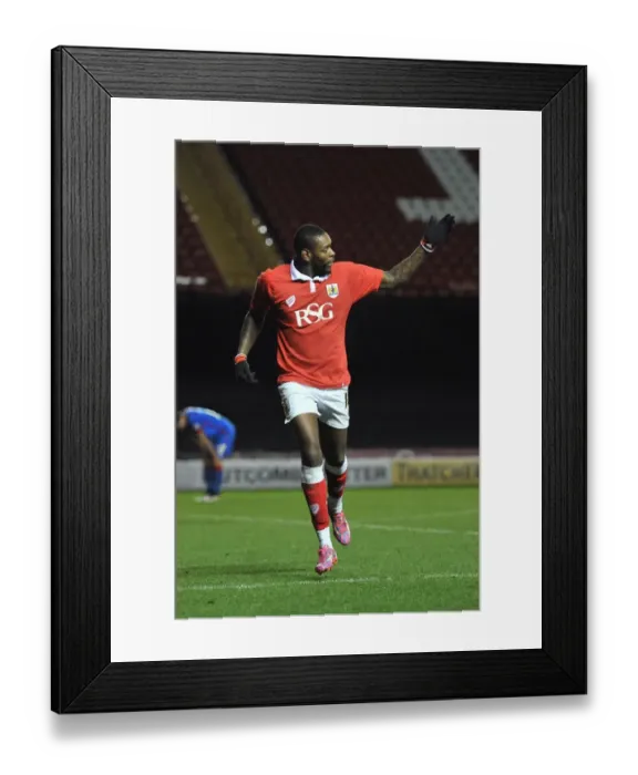 Framed Print : Bristol City's Jay Emmanuel-Thomas Celebrates Goal vs Doncaster Rovers in FA Cup Third Round Replay