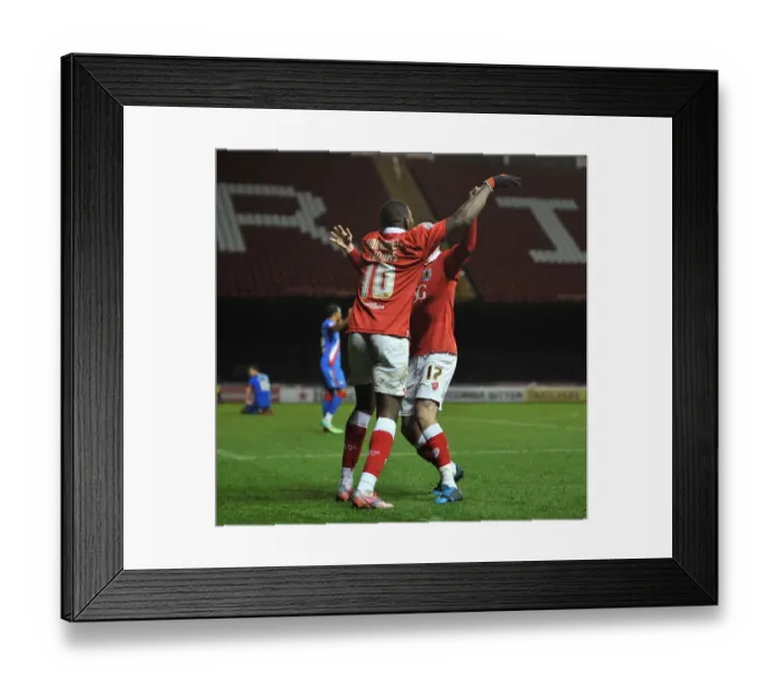 Framed Print : Bristol City: Emmanuel-Thomas and Cunningham Celebrate FA Cup Goal Framed Print : Bristol City: Emmanuel-Thomas and Cunningham Celebrate FA Cup Goal