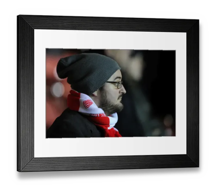 Framed Print : Passionate Bristol City Fan Cheers at Ashton Gate Stadium during FA Cup Third Round Replay