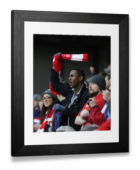 Framed Print : Fan with Scarf - Intense Moment at Ashton Gate: Bristol City vs West Ham United, FA Cup Fourth Round