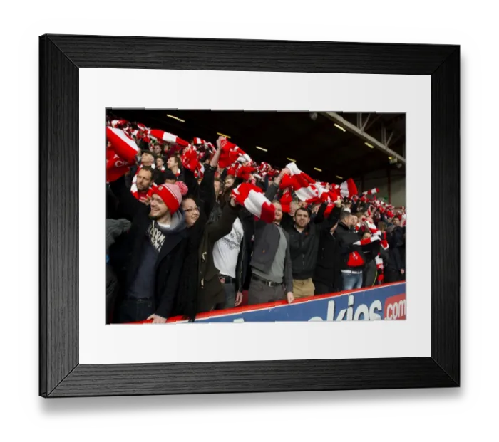 Framed Print : Bristol City Fans Unite in Red and White: FA Cup Fourth Round Match Against West Ham United, 2015 Framed Print : Bristol City Fans Unite in Red and White: FA Cup Fourth Round Match Against West Ham United, 2015