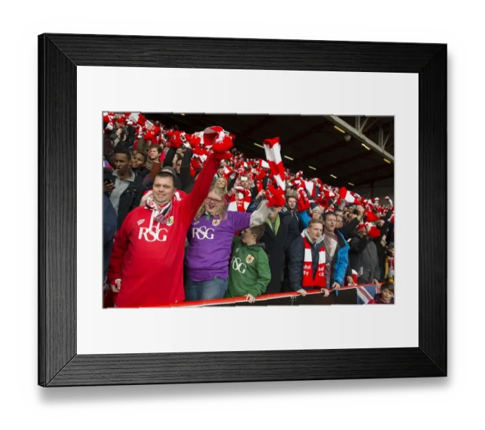 Framed Print : Bristol City Fans United: A Sea of Red and White Scarves at Ashton Gate, FA Cup Fourth Round vs West Ham United (January 2015) Framed Print : Bristol City Fans United: A Sea of Red and White Scarves at Ashton Gate, FA Cup Fourth Round vs West Ham United (January 2015)