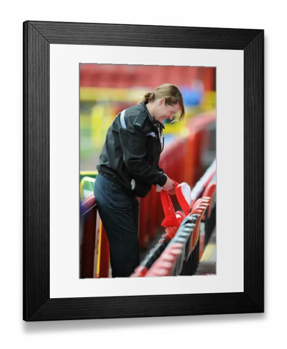 Framed Print : 12, 000 Scarves Laid Out: Uniting Bristol City and West Ham United Fans Before FA Cup Match Framed Print : 12, 000 Scarves Laid Out: Uniting Bristol City and West Ham United Fans Before FA Cup Match