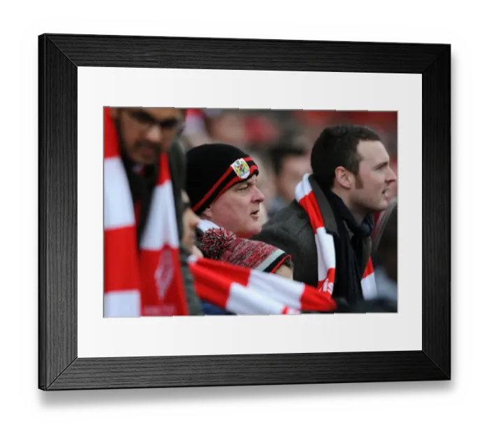 Framed Print : Bristol City Fans in Full Throat at Ashton Gate during FA Cup Fourth Round Match against West Ham United, 2015 Framed Print : Bristol City Fans in Full Throat at Ashton Gate during FA Cup Fourth Round Match against West Ham United, 2015