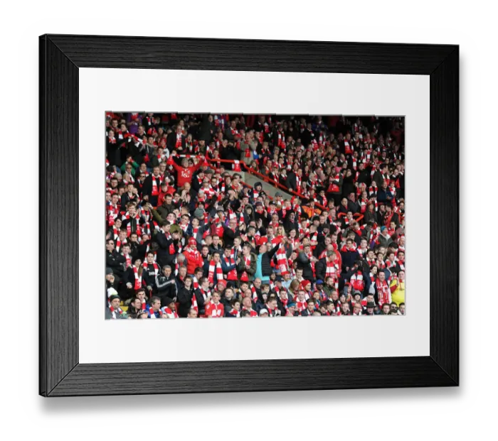 Framed Print : Passionate Fans of Bristol City at Ashton Gate during FA Cup Fourth Round Match against West Ham United, 2015