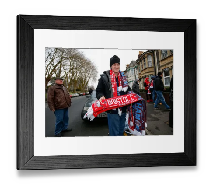 Framed Print : Fan Camaraderie at Ashton Gate: Half and Half Scarves Unite Bristol City and West Ham United Fans during FA Cup Fourth Round