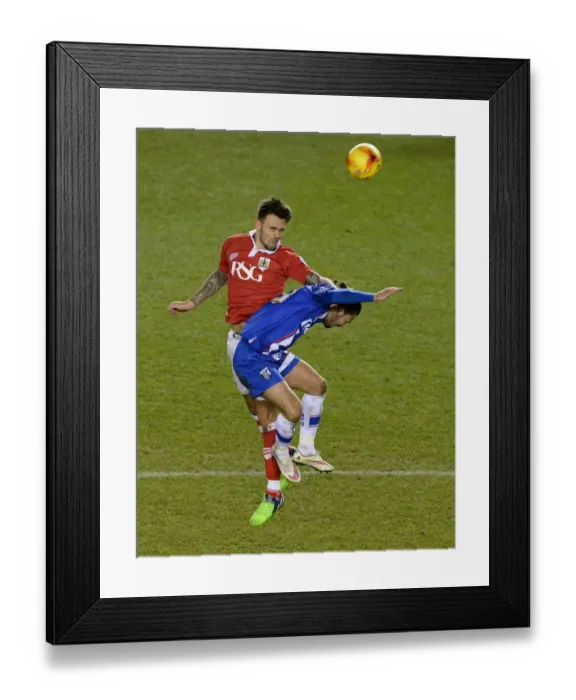 Framed Print : Marlon Pack Wins High Ball Clash Against Bradley Dack in Bristol City's Johnstone's Paint Trophy Victory