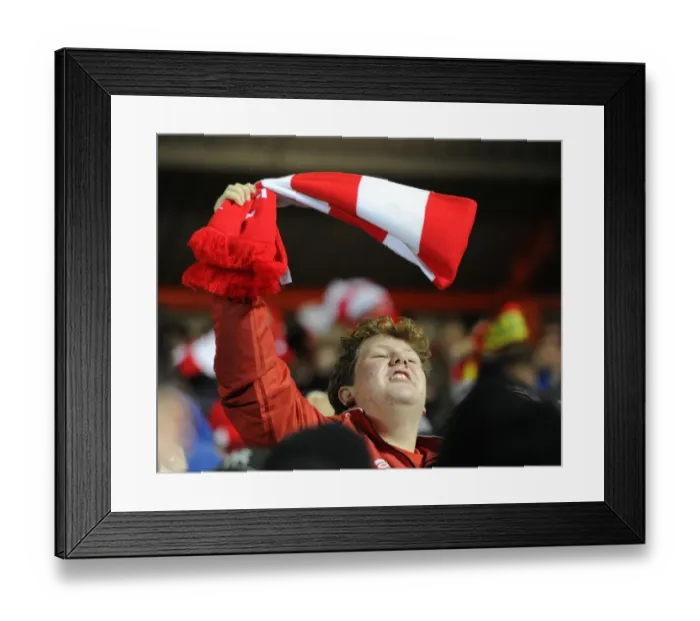 Framed Print : Bristol City FC Fan Waves Scarf at Ashton Gate Stadium during Johnstones Paint Trophy Match vs Gillingham (2015) Framed Print : Bristol City FC Fan Waves Scarf at Ashton Gate Stadium during Johnstones Paint Trophy Match vs Gillingham (2015)