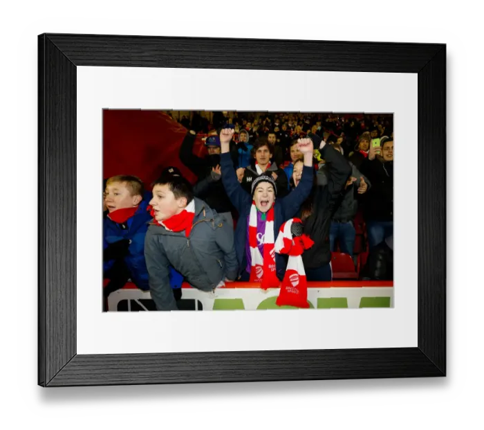 Framed Print : Bristol City Fans Celebrate 1-1 Draw (5-3 Agg.), Securing a Spot at Wembley
