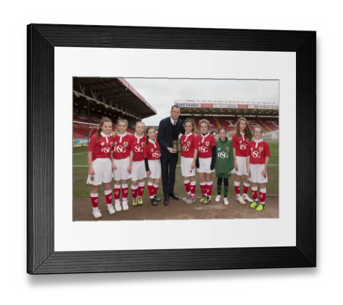 Framed Print : Bristol City FC: Aaron Wilbraham Honors Kids Cup to Young Fans vs Fleetwood Town (January 2015)
