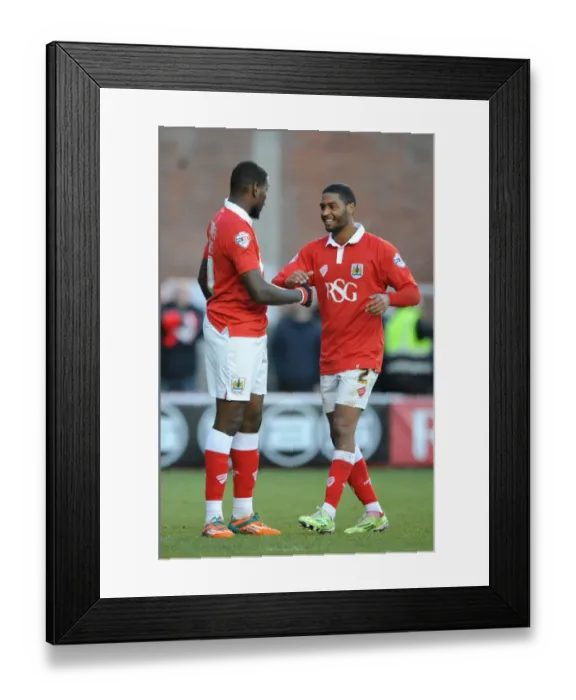 Framed Print : Bristol City's Jay Emmanuel-Thomas and Mark Little Celebrate Goal vs Fleetwood Town, Sky Bet League One, Ashton Gate - 01 / 02 / 2015 Framed Print : Bristol City's Jay Emmanuel-Thomas and Mark Little Celebrate Goal vs Fleetwood Town, Sky Bet League One, Ashton Gate - 01 / 02 / 2015