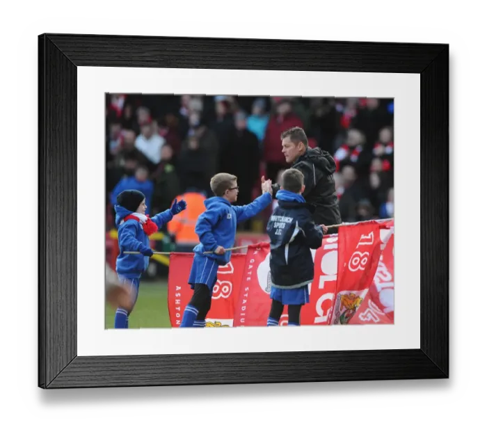Framed Print : Bristol City Manager Steve Cotterill Greets Flag Bearers Ahead of Fleetwood Town Match, January 2015 Framed Print : Bristol City Manager Steve Cotterill Greets Flag Bearers Ahead of Fleetwood Town Match, January 2015