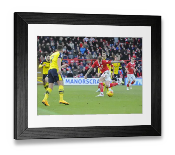 Framed Print : Aden Flint's Heart-Stopping Miss: Narrowly Wide vs. Fleetwood Town (Bristol City Football Club, Sky Bet League One, 01 / 02 / 2015)