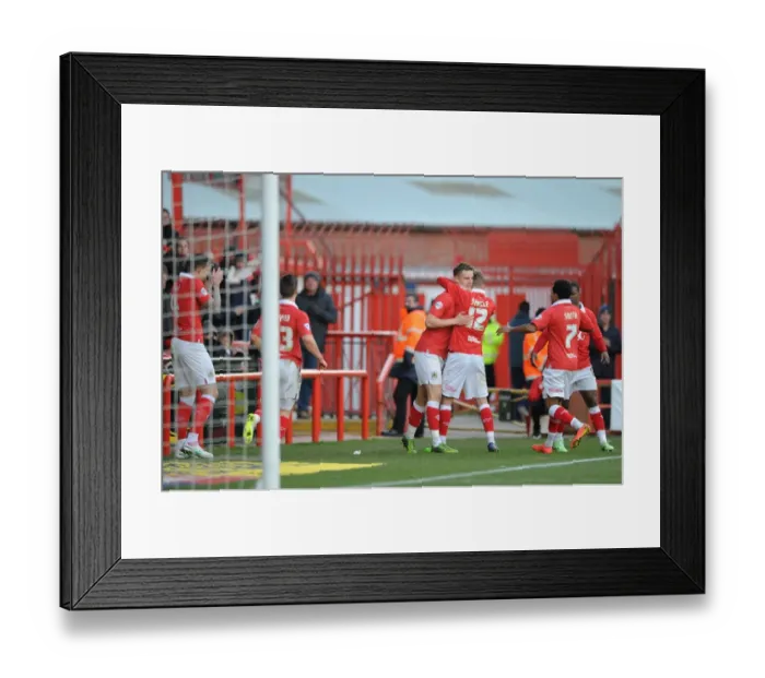 Framed Print : Bristol City: Aden Flint Captures Matt Smith's Goal Celebration vs Fleetwood Town (01-02-2015)