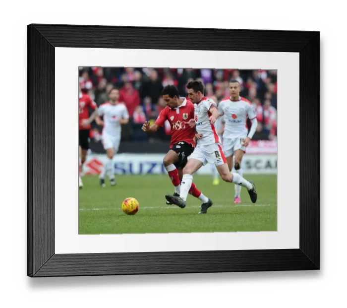 Framed Print : Battling for Supremacy: Korey Smith vs. Darren Potter in MK Dons vs. Bristol City Football Clash Framed Print : Battling for Supremacy: Korey Smith vs. Darren Potter in MK Dons vs. Bristol City Football Clash