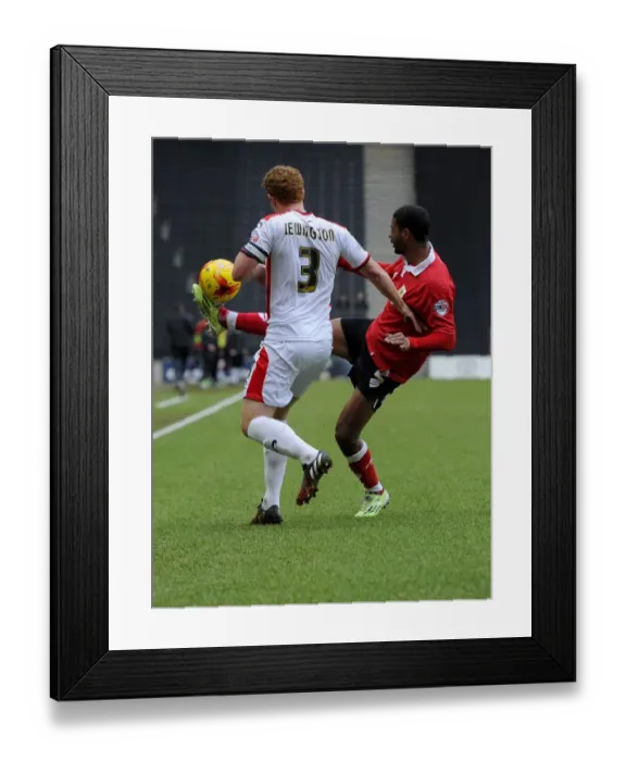 Framed Print : Battling for the Ball: Mark Little vs. Dean Lewington, Milk Cup Clash - Football Rivalry