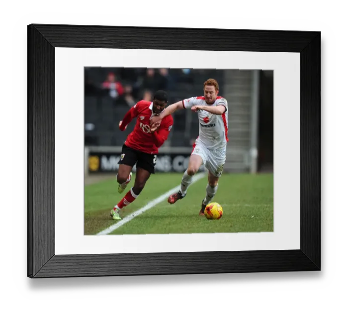 Framed Print : Battling for Supremacy: Mark Little vs. Dean Lewington in MK Dons vs. Bristol City Clash Framed Print : Battling for Supremacy: Mark Little vs. Dean Lewington in MK Dons vs. Bristol City Clash