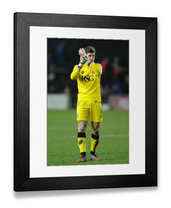 Framed Print : Bristol City's Frank Fielding Saves the Day: MK Dons vs. Bristol City, Sky Bet League One, 07.02.2015