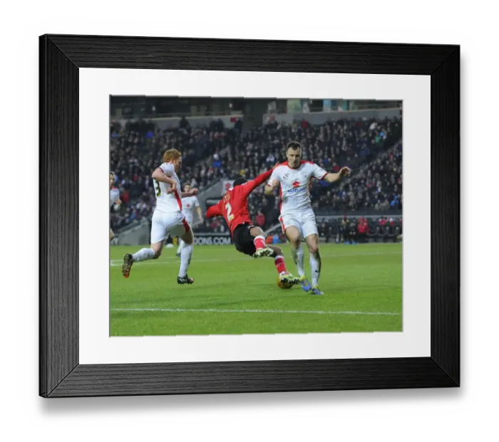 Framed Print : Intense Rivalry: Mark Little vs Antony Kay Clash in MK Dons vs Bristol City Football Match, 2015